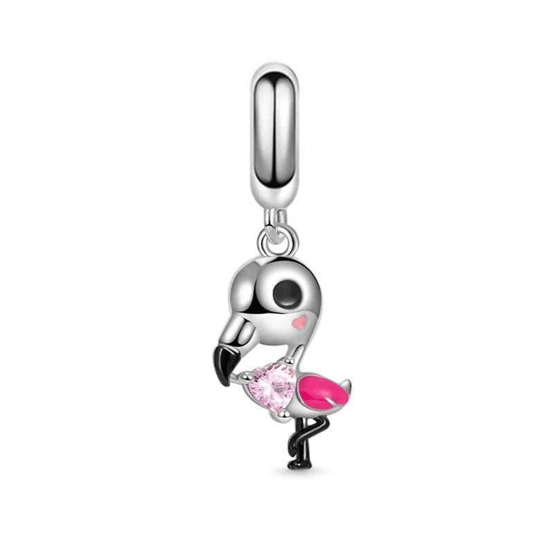 Flamingo and Heart Charm