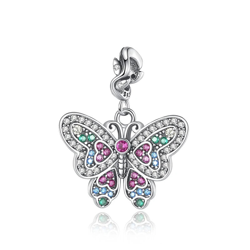 Pink Hearts Butterfly Charm