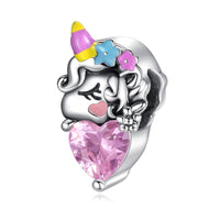 Thumbnail for Unicorn Head and Pink Heart Charm