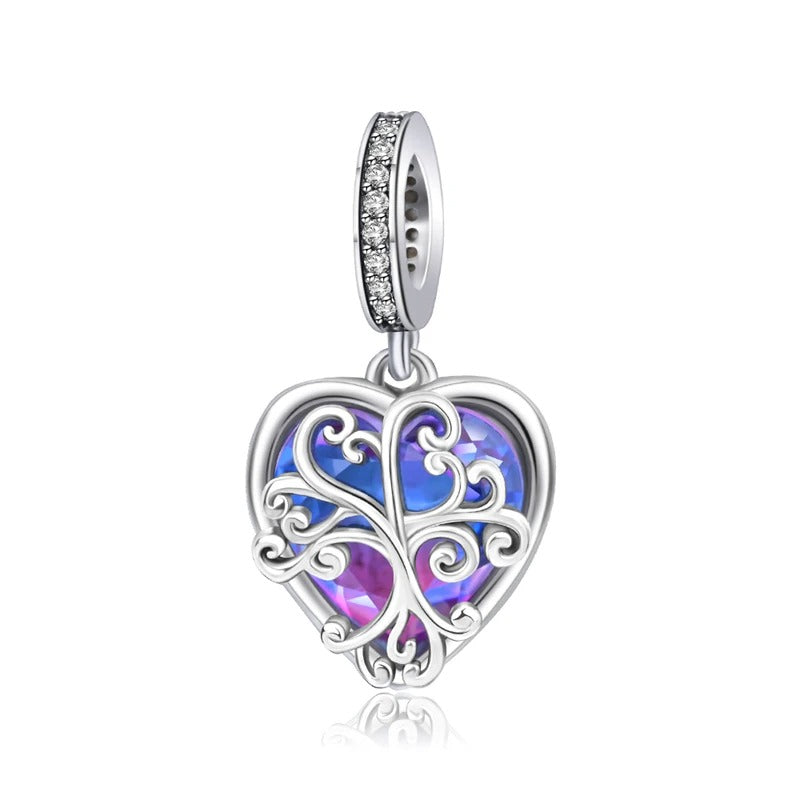 Purple Heart and Family Tree Charm