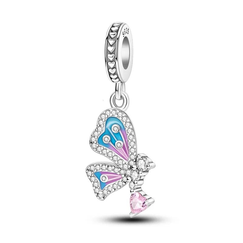 Butterfly and Pink Heart Charm