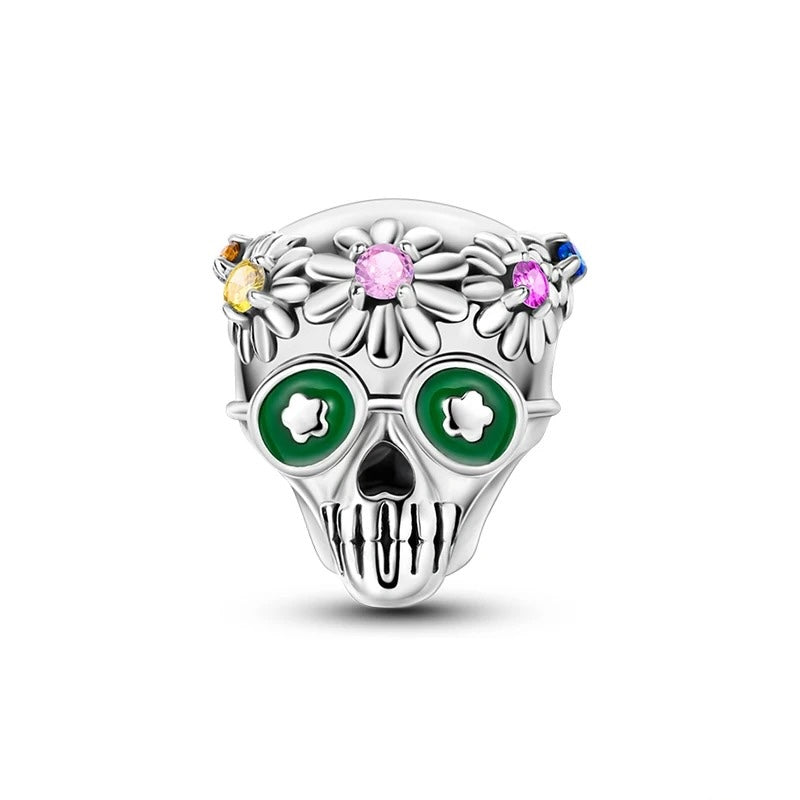 Skull with Flowers Charm