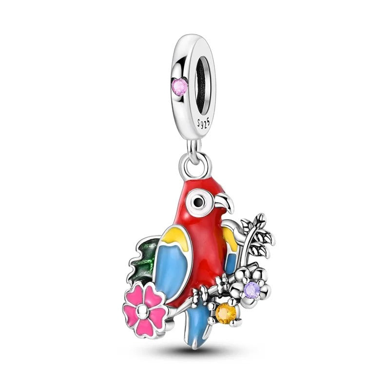 Macaw and Flag Charm