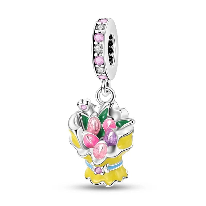 Bouquet of Pink Tulips Charm