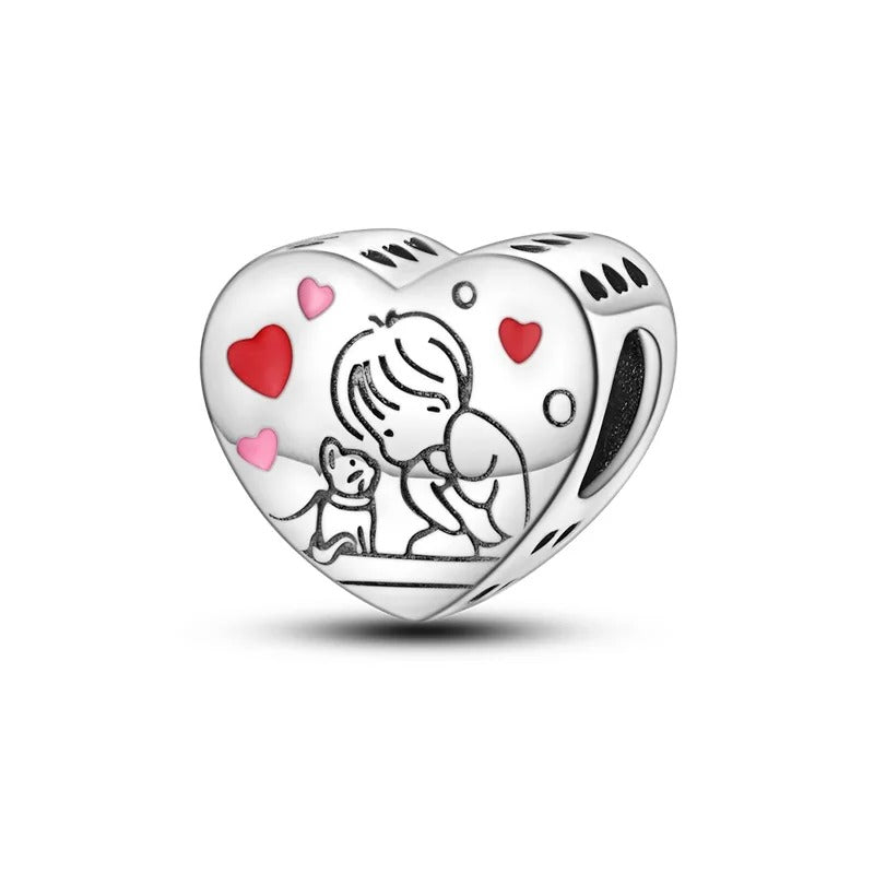 Kitten and Child Heart Charm