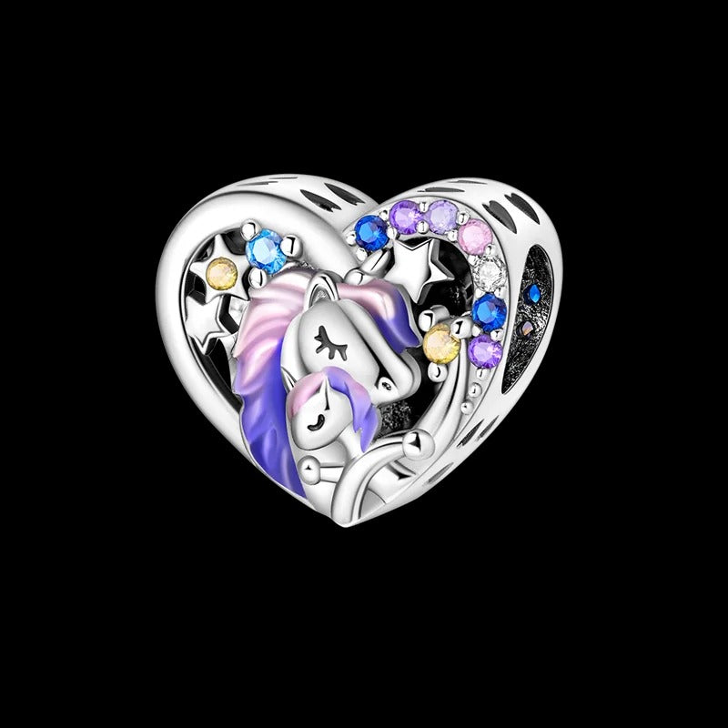 Unicorn Family Heart Charm