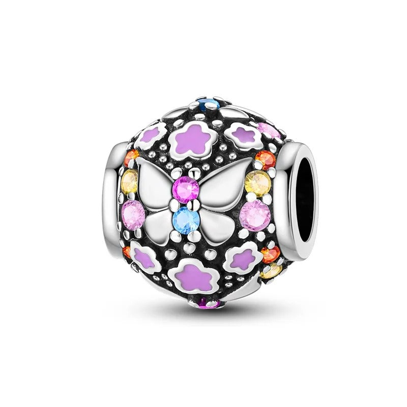 Sphere of Flowers and Butterflies Charm