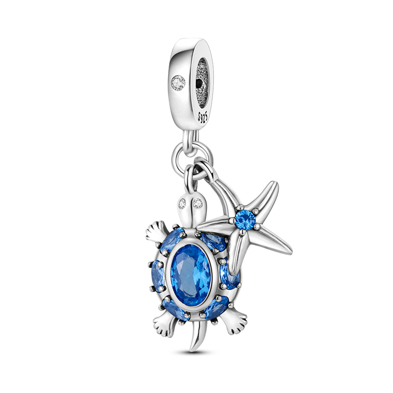 Blue Turtle and Starfish Charm