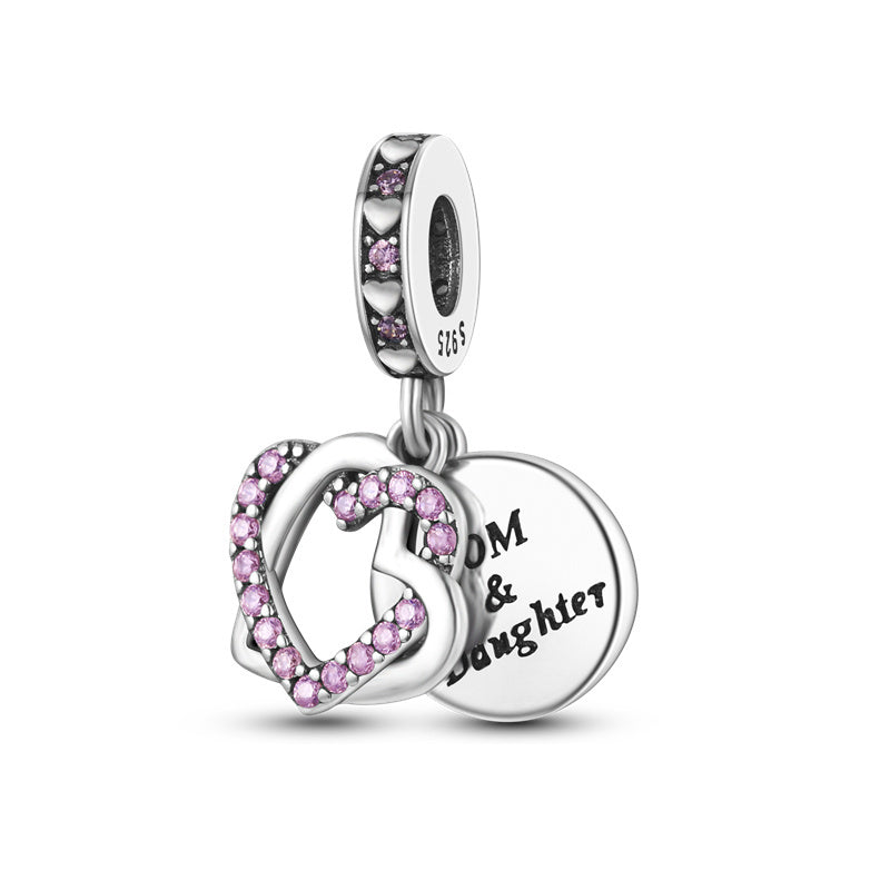 "Mom & Daughter" Double Heart Charm