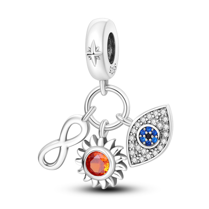 Infinity, Sun, and Evil Eye Amulet Charm