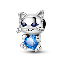 Thumbnail for Blue Heart Kitten Charm