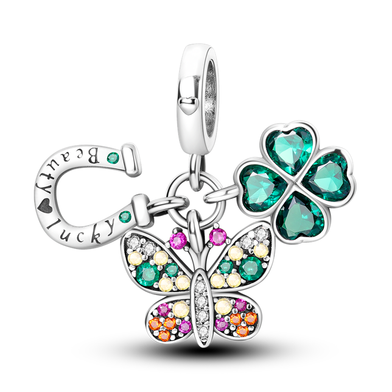 Butterfly, Clover, and Horseshoe "Beauty Lucky" Charm