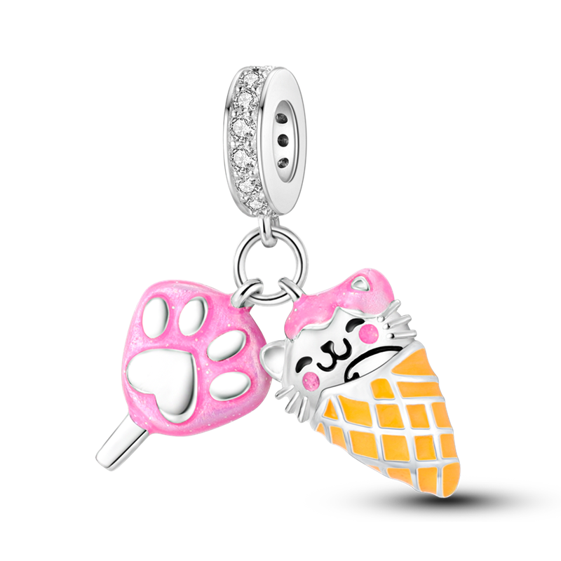 Kitten Popsicle and Ice Cream Charm