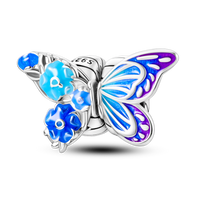 Thumbnail for Blue Floral Butterfly Charm