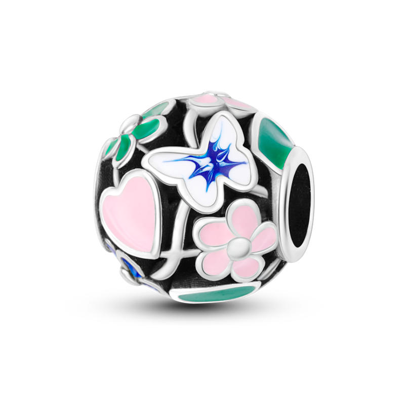 Sphere of Flowers and Butterflies Charm