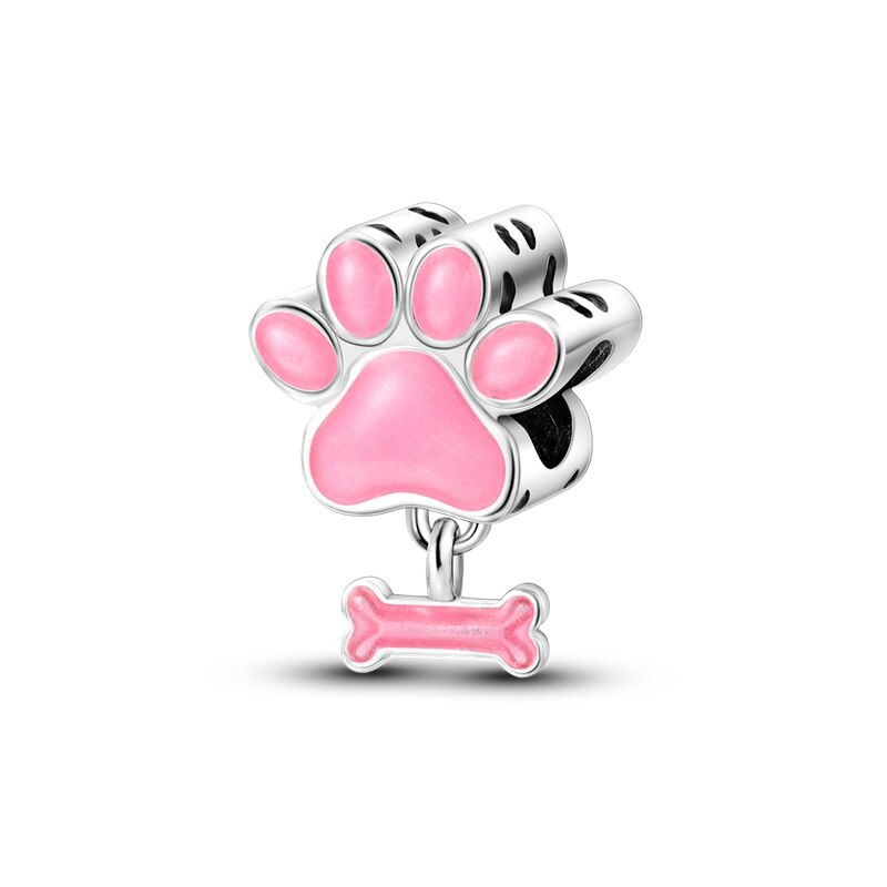 Pink Dog Paw Charm