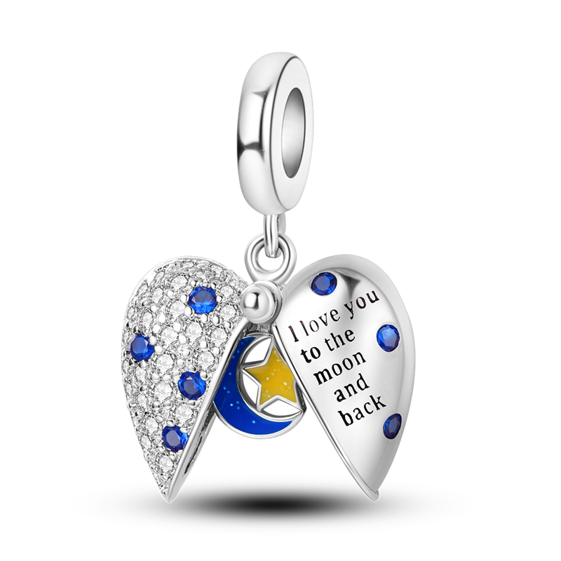 "Diamond Star & Moon Heart" Charm