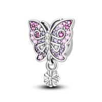 Thumbnail for Pink Floral Butterfly Charm