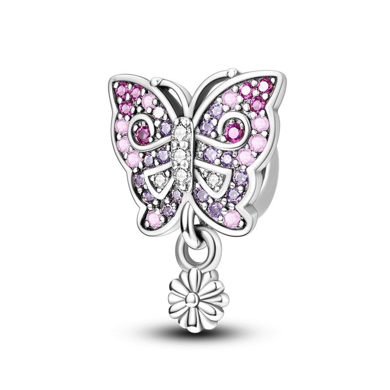 Butterfly and Diamond Flower Charm