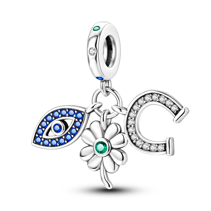 Turkish Eye, Clover, and Horseshoe Charm