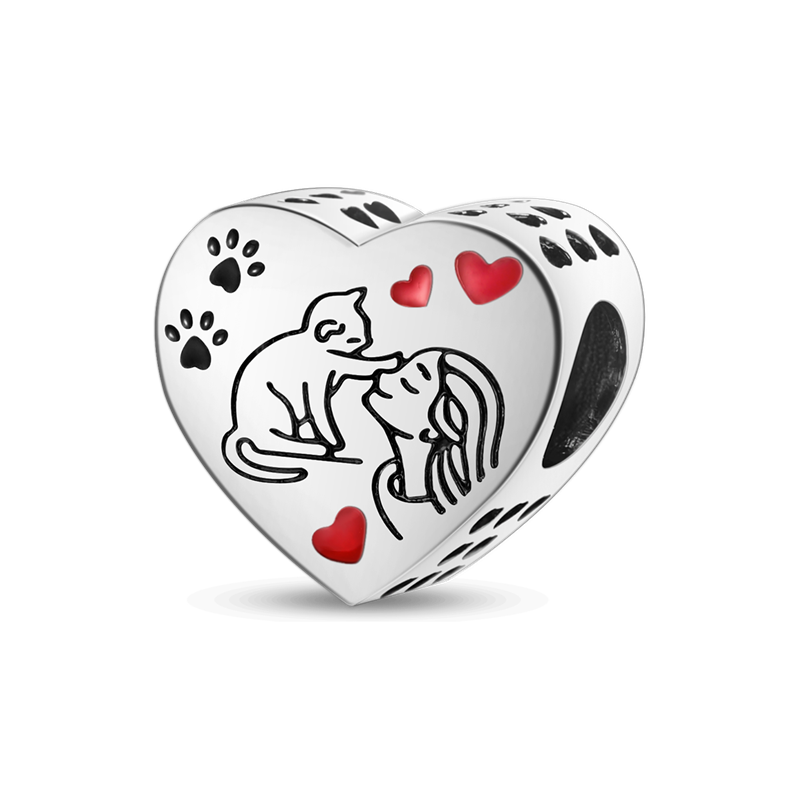 "Feline Love" Heart Charm