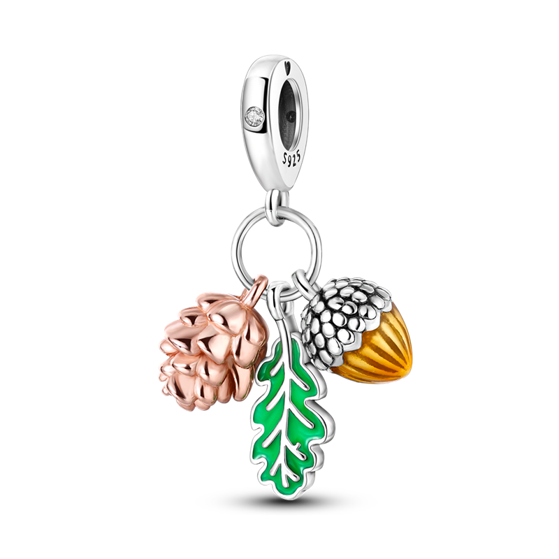 Pinecone, Leaf, and Acorn Charm