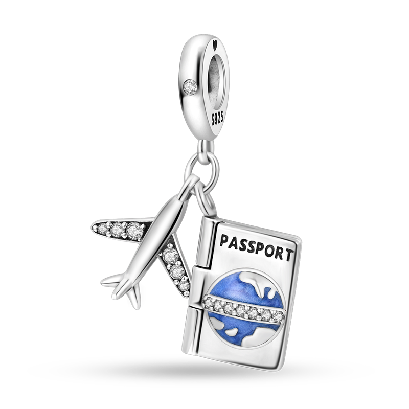 "Travel the World" Airplane and Passport Charm