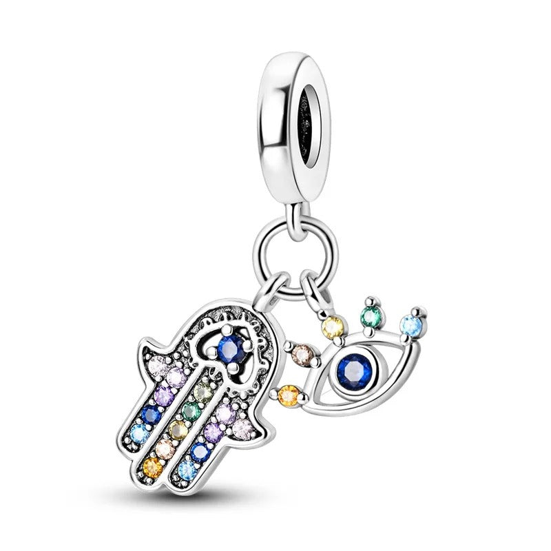 Hamsa and Gemstone Eye Charm