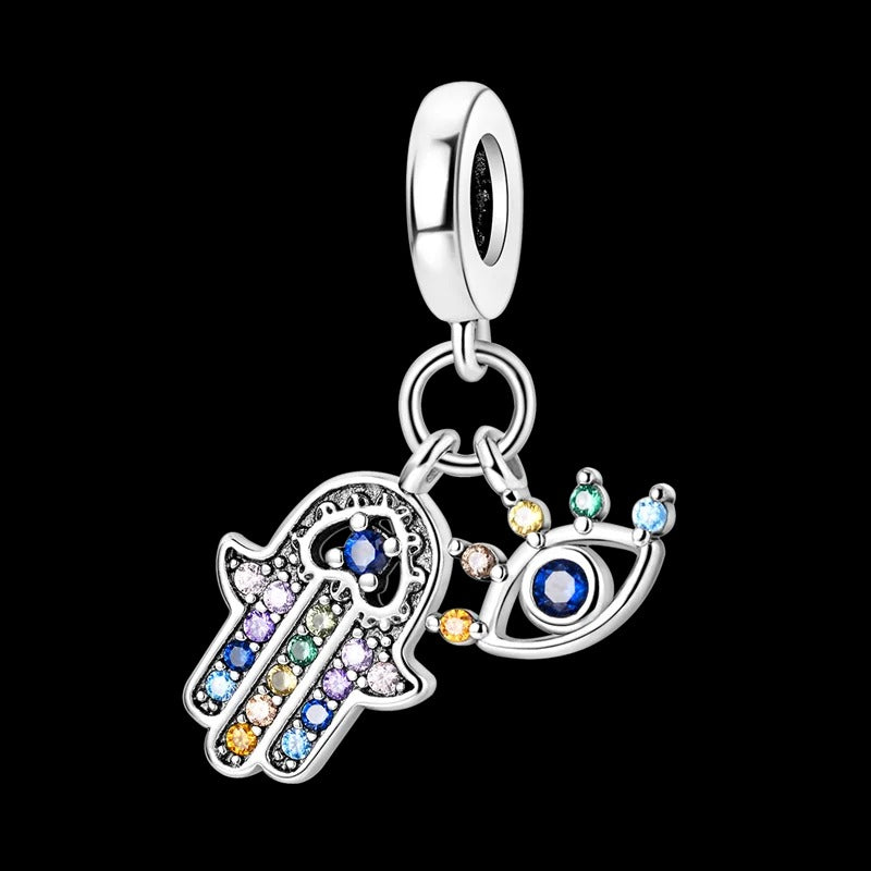 Hamsa Hand and Evil Eye Blue Charm