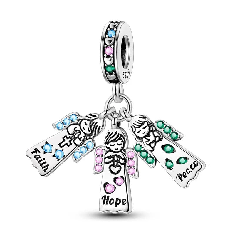 Faith, Hope, and Peace Angels Charm