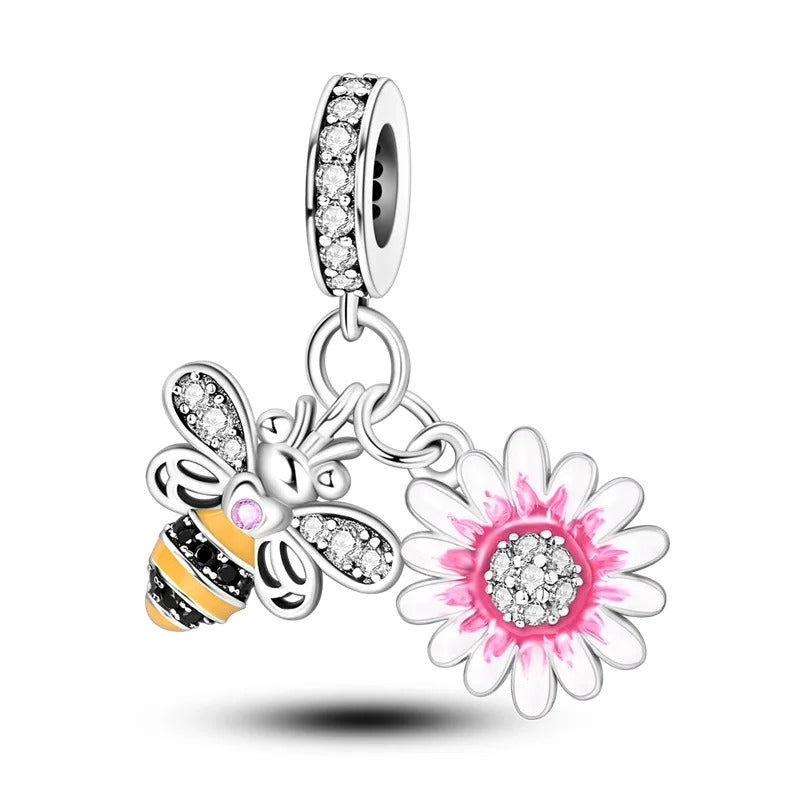 Bee and Flower Amulet Charm