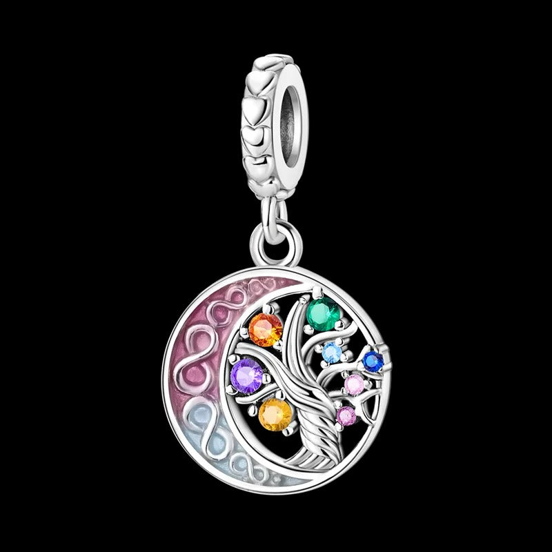 Infinity Moon and Gem Tree Charm