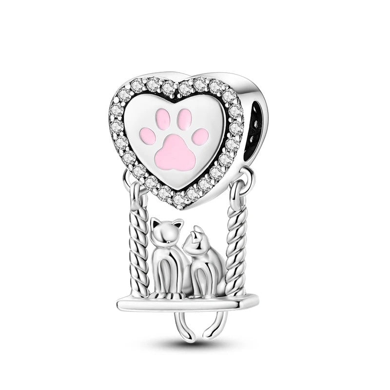 Enamored Heart and Kittens Charm