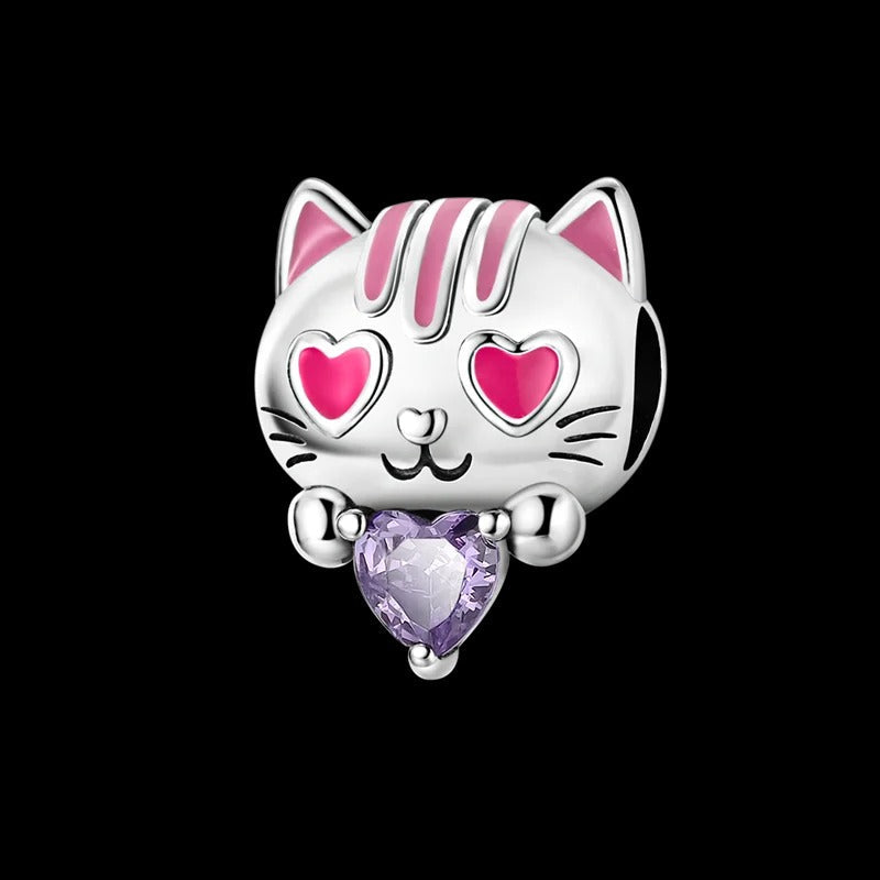 Lovestruck Kitten and Purple Heart Charm