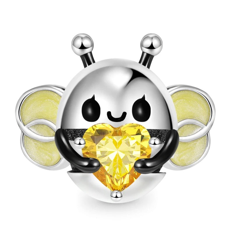 Bee Charm and Yellow Heart