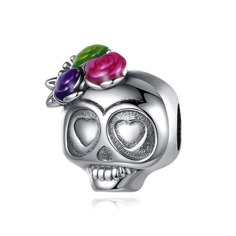 Skull With Flowers Charm