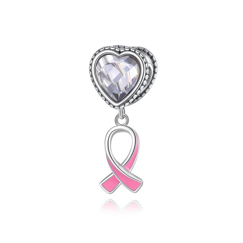 Heart and Pink Ribbon Charm