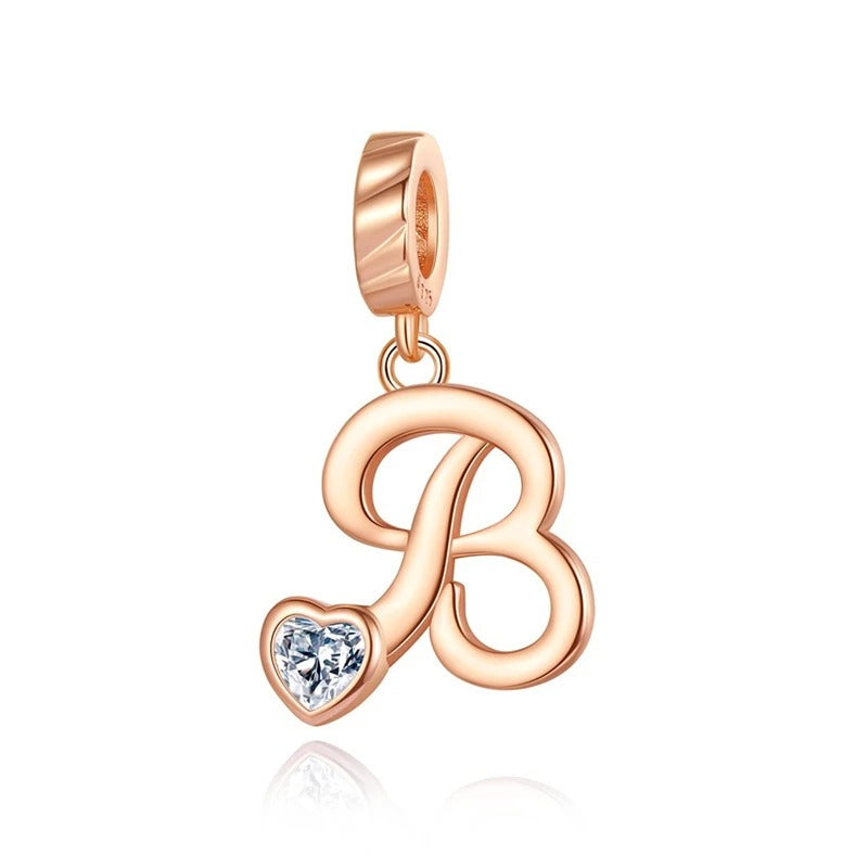 "White Heart" Alphabet Letters Charm