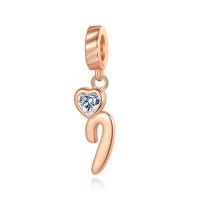 "White Heart" Alphabet Letters Charm