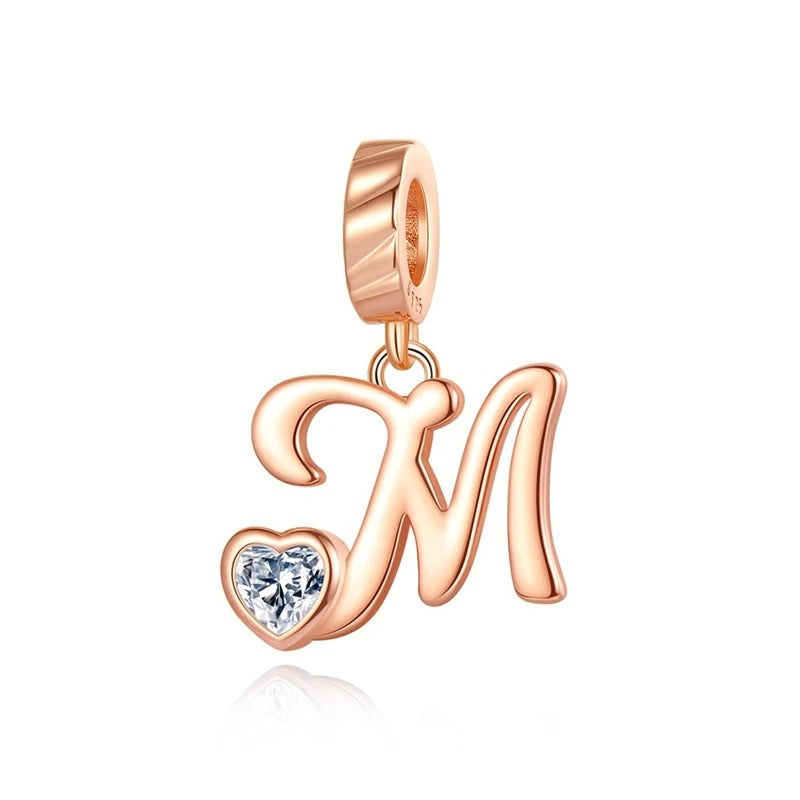 "White Heart" Alphabet Letters Charm