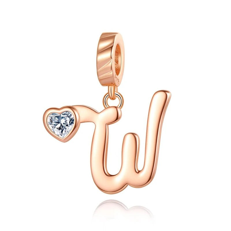 "White Heart" Alphabet Letters Charm