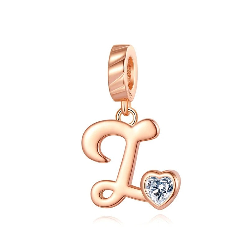 "White Heart" Alphabet Letters Charm