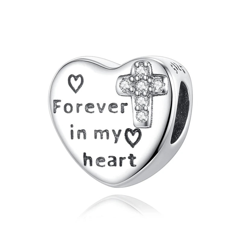 Heart and Cross "Forever In My Heart" Charm