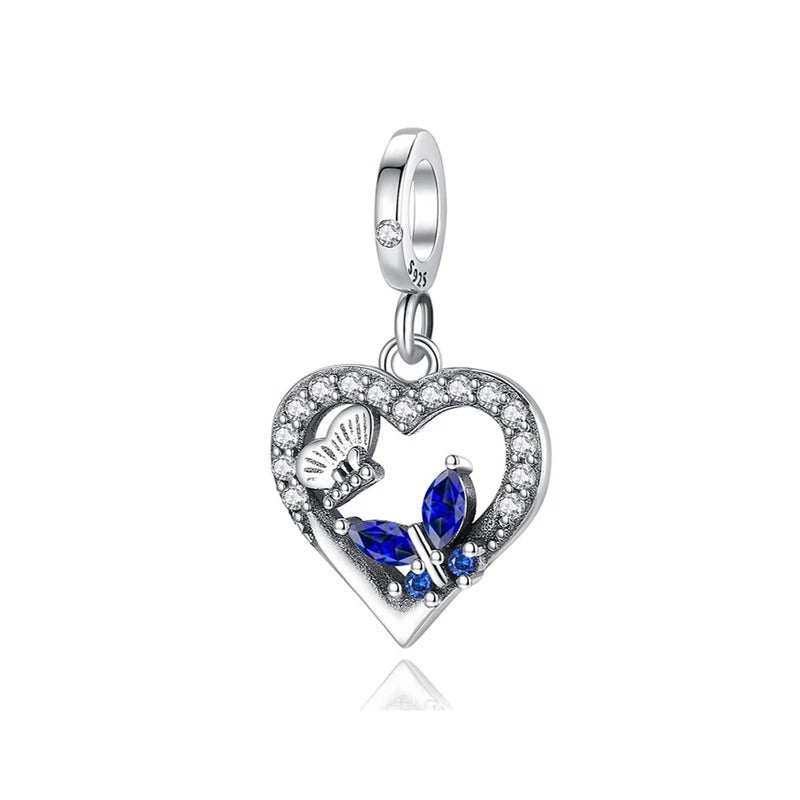 Heart and Blue Butterfly Charm