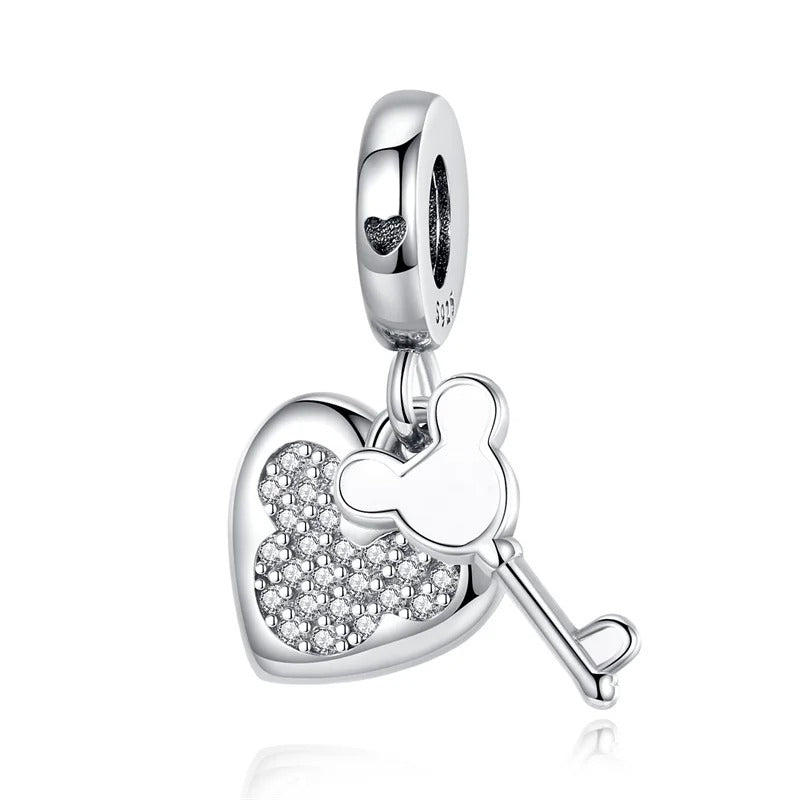 Mickey Heart and Key Charm