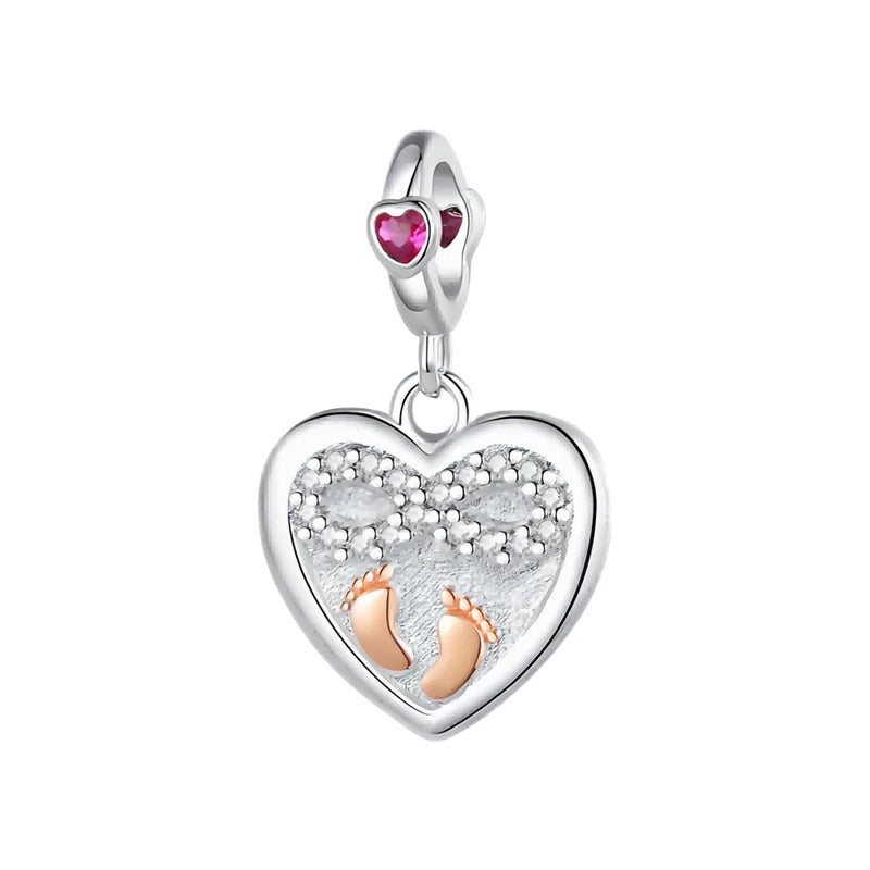 Infinity Heart and Baby Feet Charm