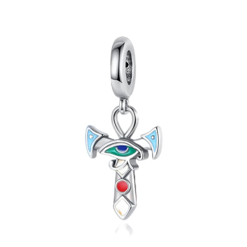 Blue Egyptian Cross & Eye of Horus Charm