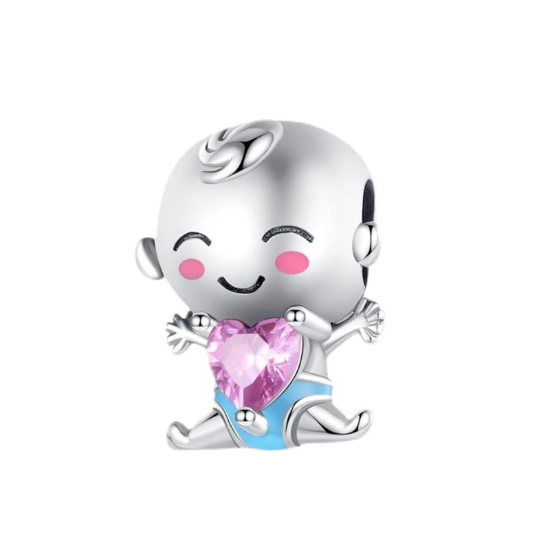 Baby and Pink Heart Charm