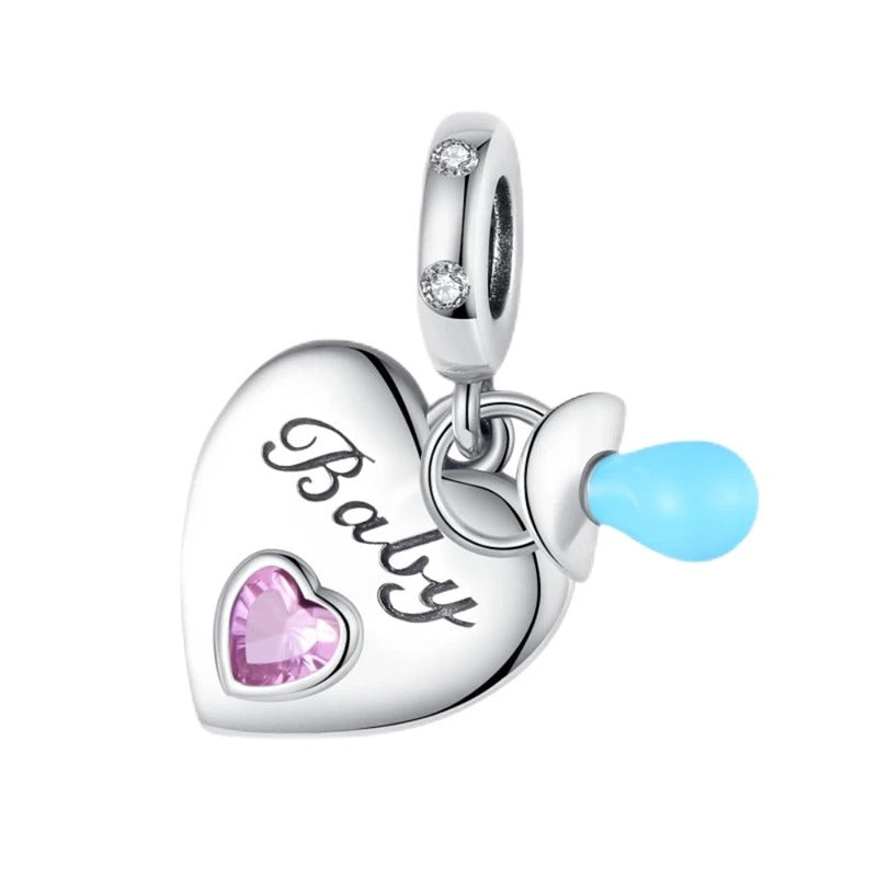 Baby Heart and Pacifier Charm