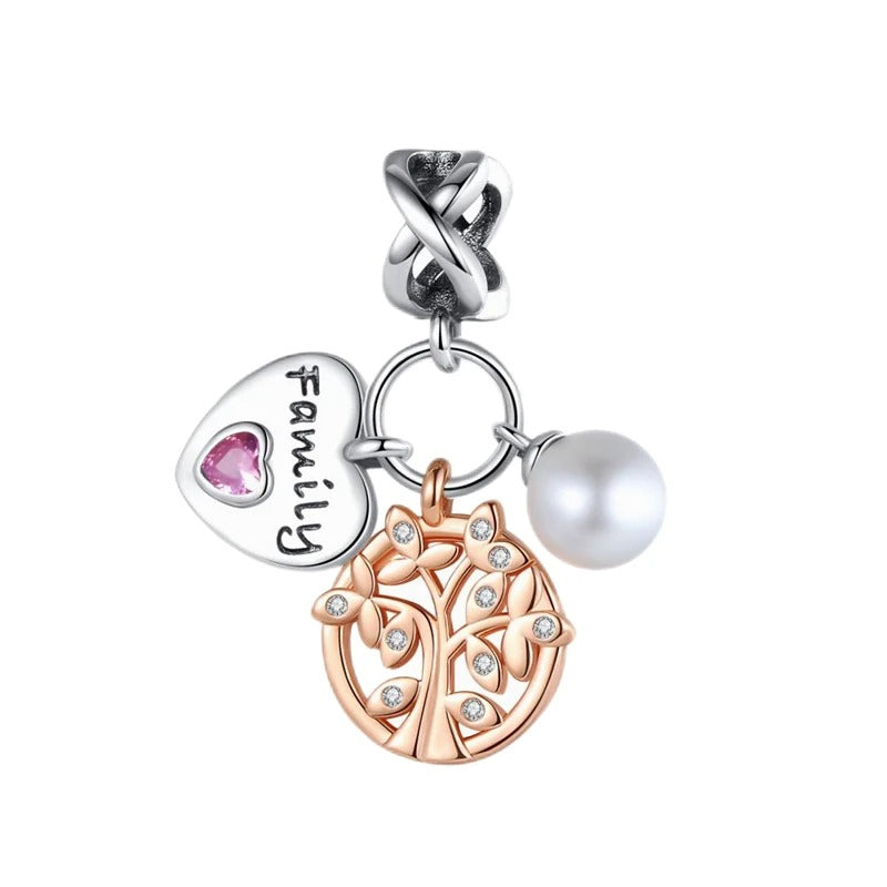 Family Heart, Tree of Life, and Pearl Charm